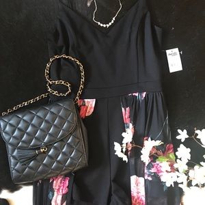 Flower romper with attached skirt